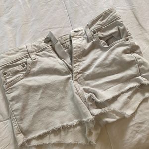 White cutoff shorts